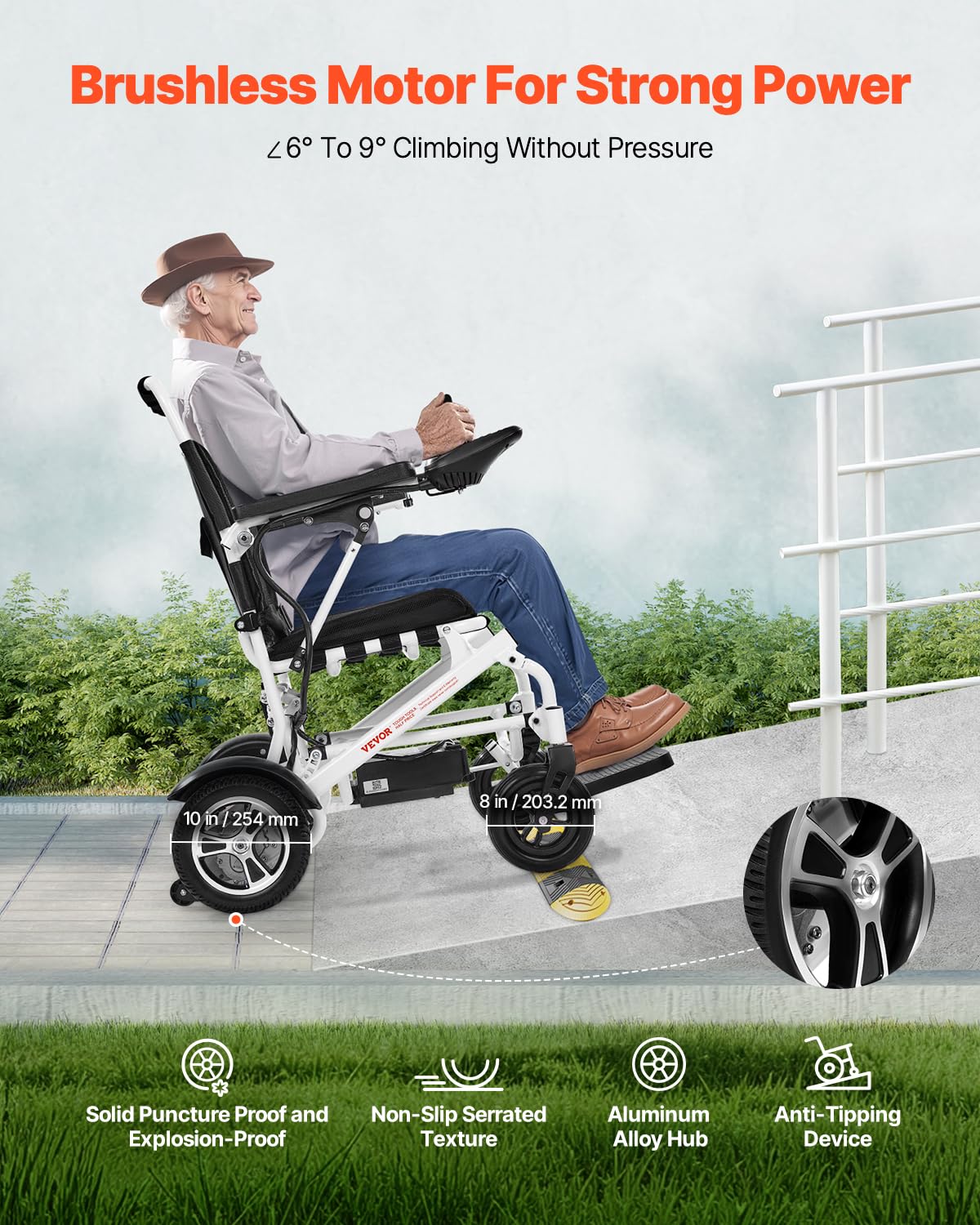 VEVOR Electric Wheelchair for Adults, 300 lbs Capacity & 21" Seat, Foldable Lightweight Motorized Chair, 13-Mile Long Range All-Terrain Power, Portable for Seniors Mobility