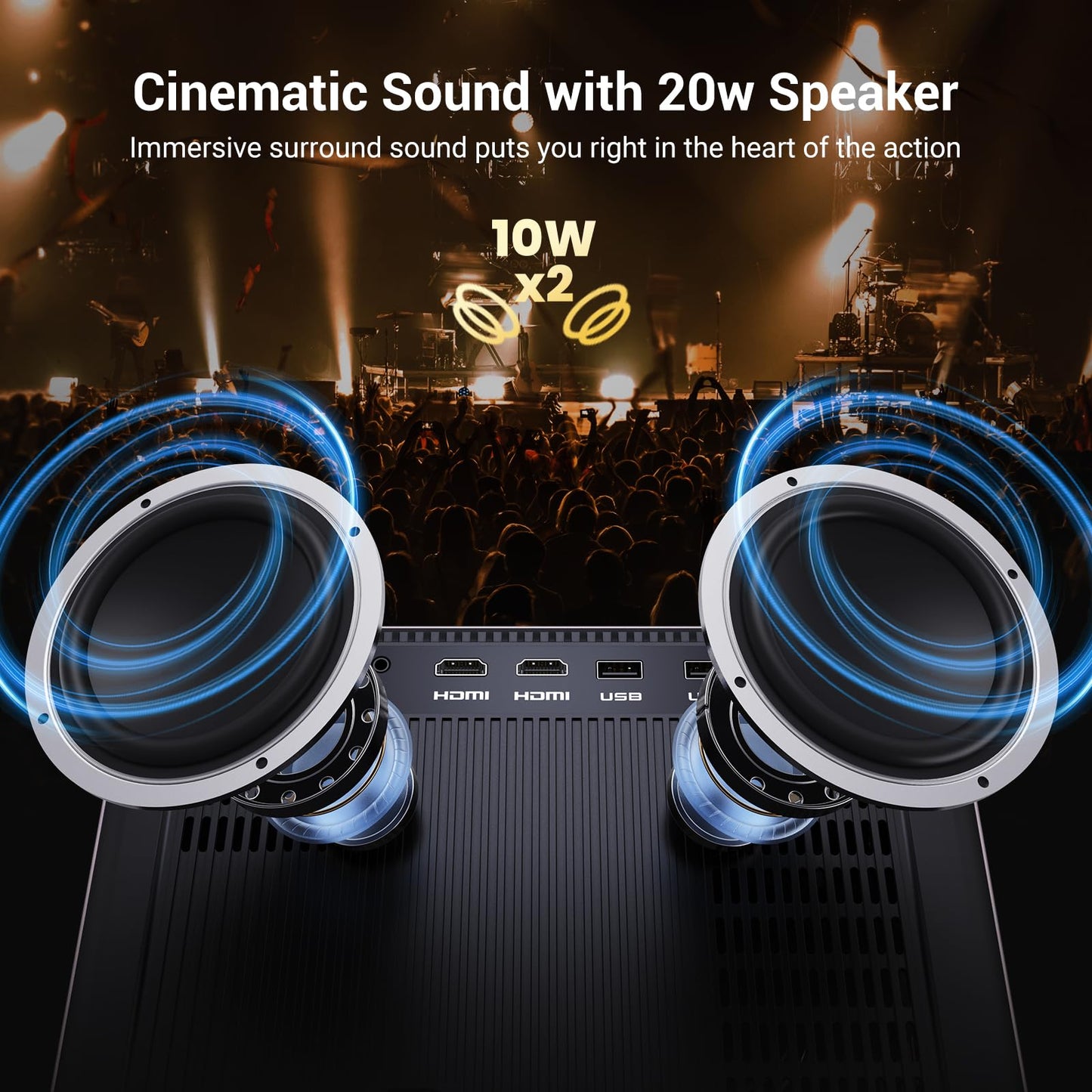 2000 ANSI Lumens Built-in Streaming App Full HD Smart Projector, HAPPRUN Native 1080P Movie Projector with Auto Focus, WiFi and Bluetooth, 300'' Large screen, Suitable for Home, Outdoor and Indoor