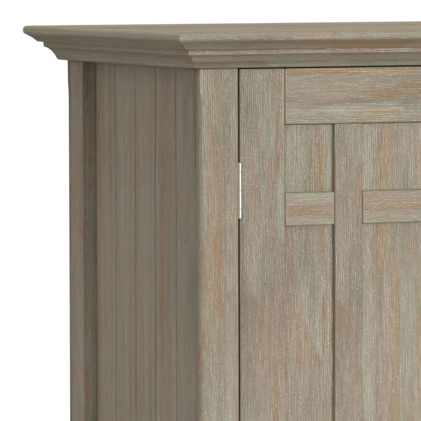SIMPLIHOME Bedford Buffet - 54 inch Wide Solid Wood 3-Door Sideboard Buffet with Wine Rack in Distressed Grey, Transitional Cabinet for Dining Room or Kitchen with Adjustable Shelves