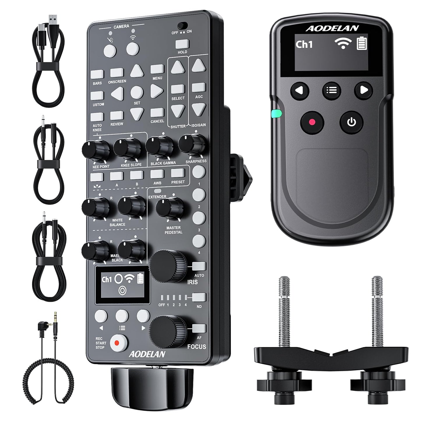 AODELAN Compatible with Canon Camcorder Controller, 650FT Wireless Multifunctional Remote Control for HF G70,G60,G50,XA60,XA65,XA70,C80,C700 with IRIS Focus Zoom ISO OSD ND Adjust,Replace RC-V100