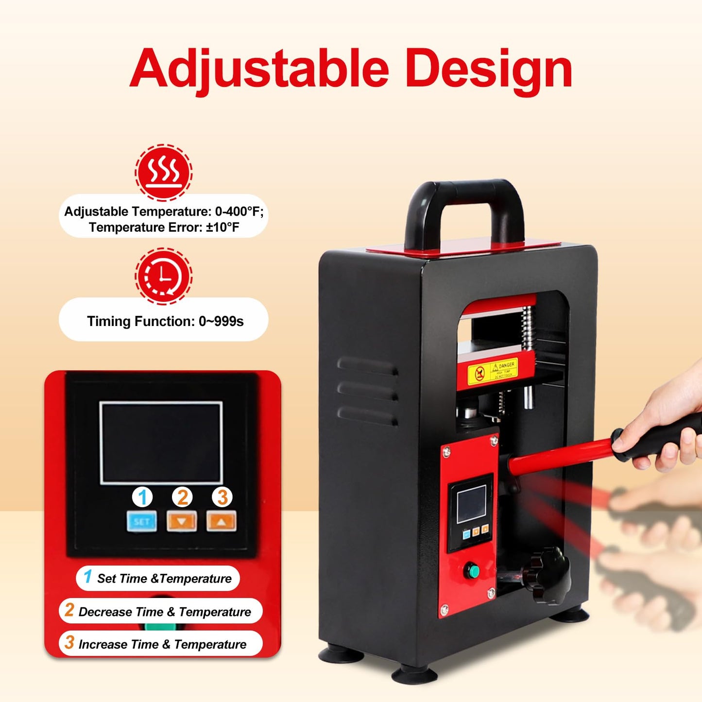 5/10 Tons Heat Press Machine with LCD Screen 2.3 x 4.7 Inch Dual Heating Plate (5T Pressure)