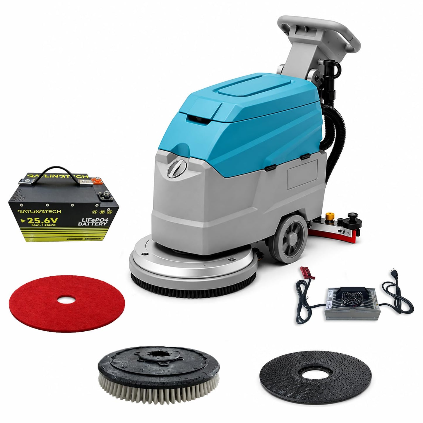 ARBRIX 20" Brush Walk Behind Floor Scrubber Machine, 31.5" Squeegee, 12 Gallon Recovery Tank, Cordless Commercial Floor Cleaning Machine with 24V/65Ah Li-ion Battery, 23,140 sq.ft/h Efficiency
