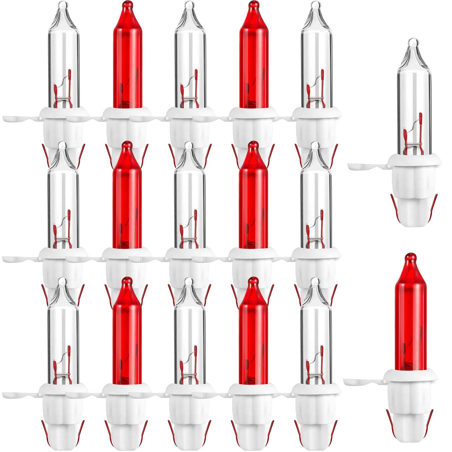 Mudder Christmas Tree Light Bulbs 200 Count Mini Incandescent 2.5V White Base with Red White Bulbs