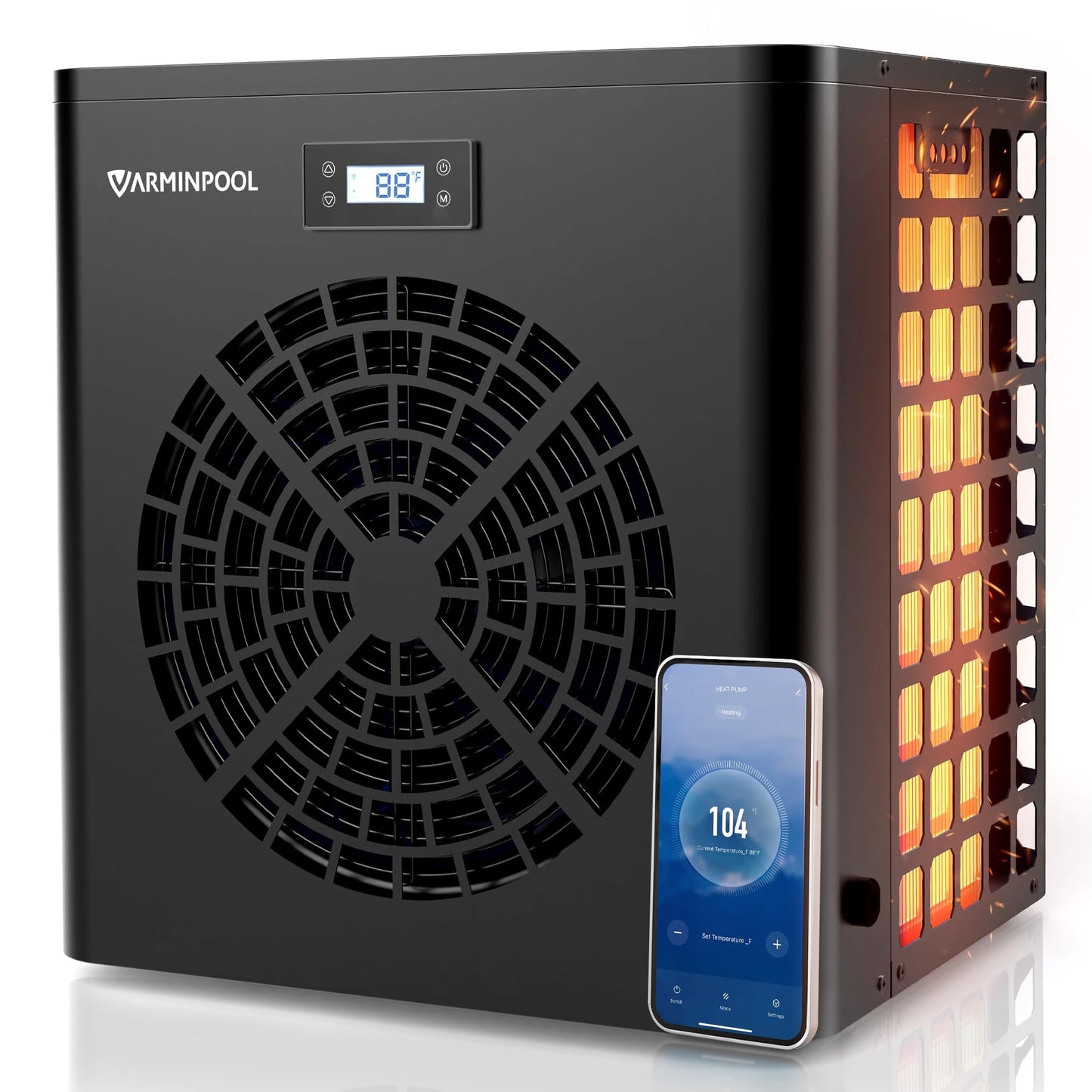 VARMINPOOL 16000 BTU Heat Pump for Above Ground Pool up to 5500 Gallons, Pool Heater with Smart Inverter and WiFi Control Via App, 110V Swimming Pool Electric Heater, Titanium Heat Exchanger, V5