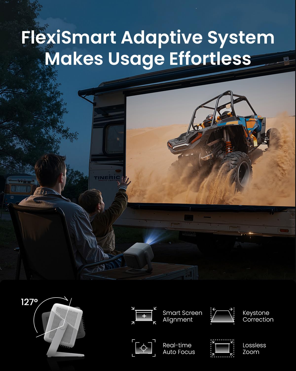 JMGO N1S 4K Smart Portable Projector, Triple Laser, 1100 ISO Lumens, Gimbal Instant Auto Focus, Google TV, Netflix, 110% BT.2020, Wi-Fi 6, HDR10, 10W Dolby Audio, Blu-ray 3D, 200" for Home.