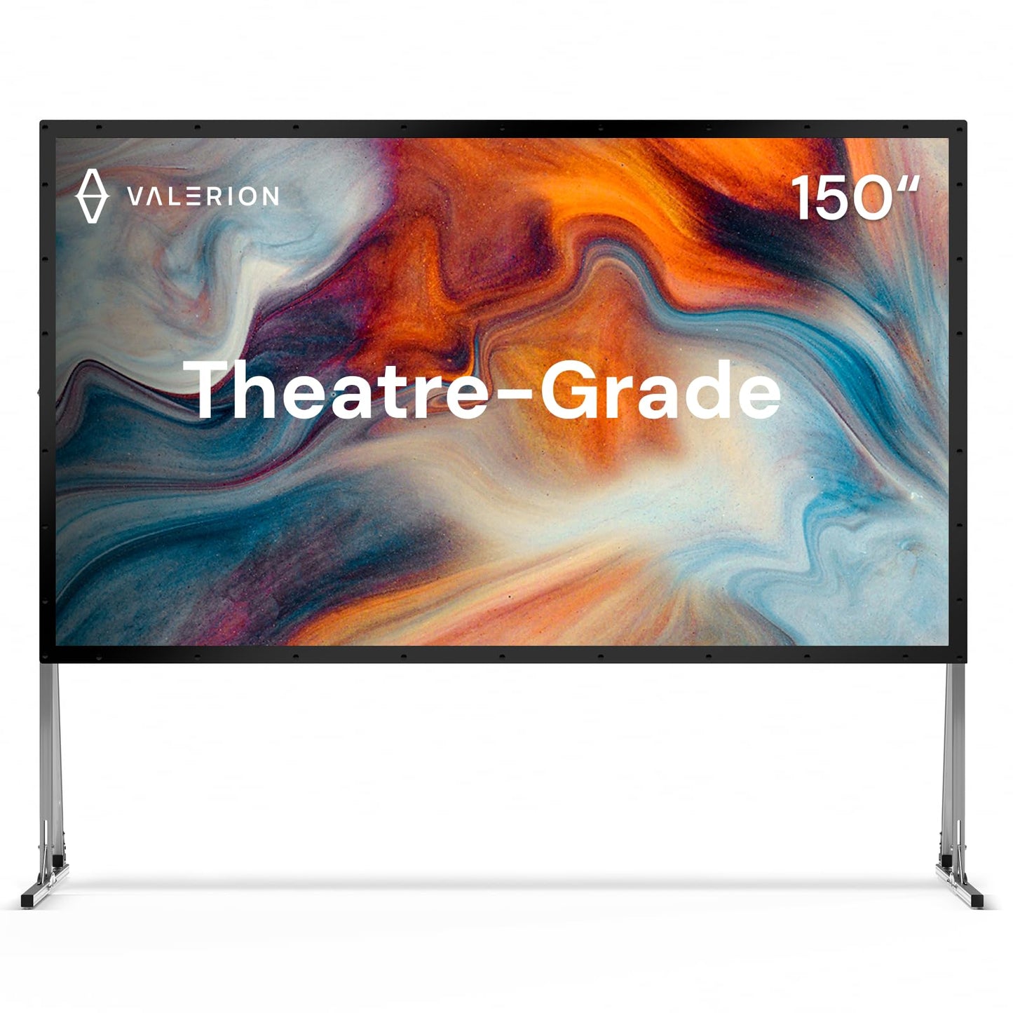 Valerion 150" Outdoor Projector Screen with Stand – 3-Min Setup, Wheeled Carry Bag, 4K/8K UHD Support, Freestanding, Portable Alloy Frame, 16:9 HD, Lightweight for Camping, Backyard, Home Theater