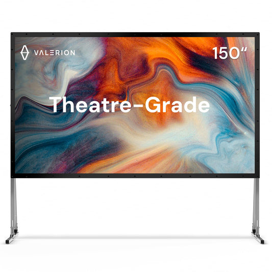 Valerion 150" Outdoor Projector Screen with Stand – 3-Min Setup, Wheeled Carry Bag, 4K/8K UHD Support, Freestanding, Portable Alloy Frame, 16:9 HD, Lightweight for Camping, Backyard, Home Theater