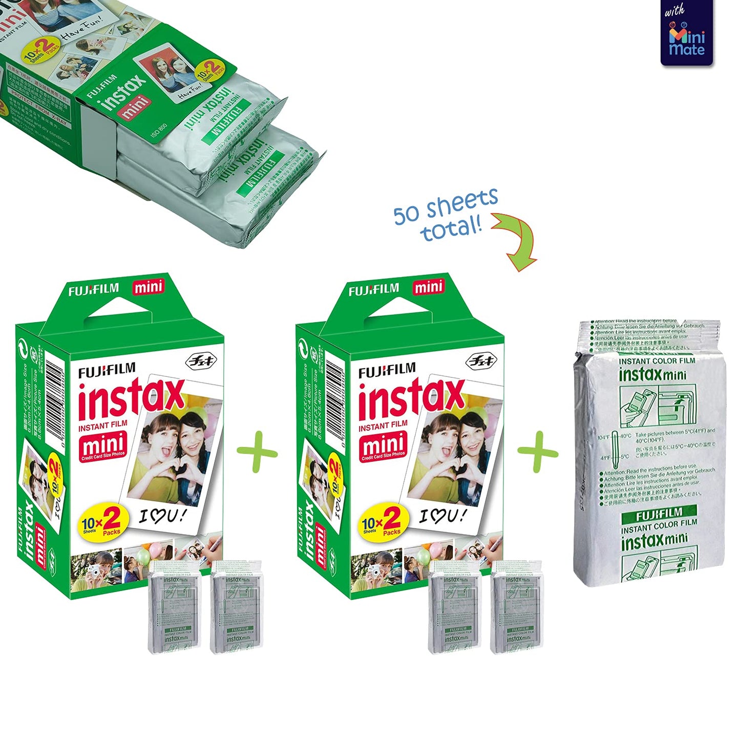 Fujifilm Instax Mini 11 Instant Camera Charcoal Gray + MiniMate Accessory Bundle & Compatible Custom Case + Fuji Instax Film Value Pack (50 Sheets) Flamingo Designer Photo Album