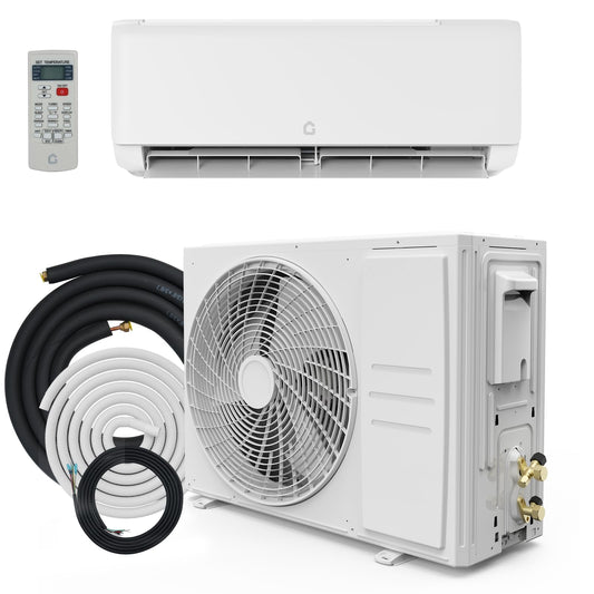 9000 Btu Mini Split AC Heating System, Wifi Enabled Mini Split Air Conditioner with 18.5 SEER2 Inverter, Heat Pump, 208-230V for Rooms Up to 450 Sq. Ft, White