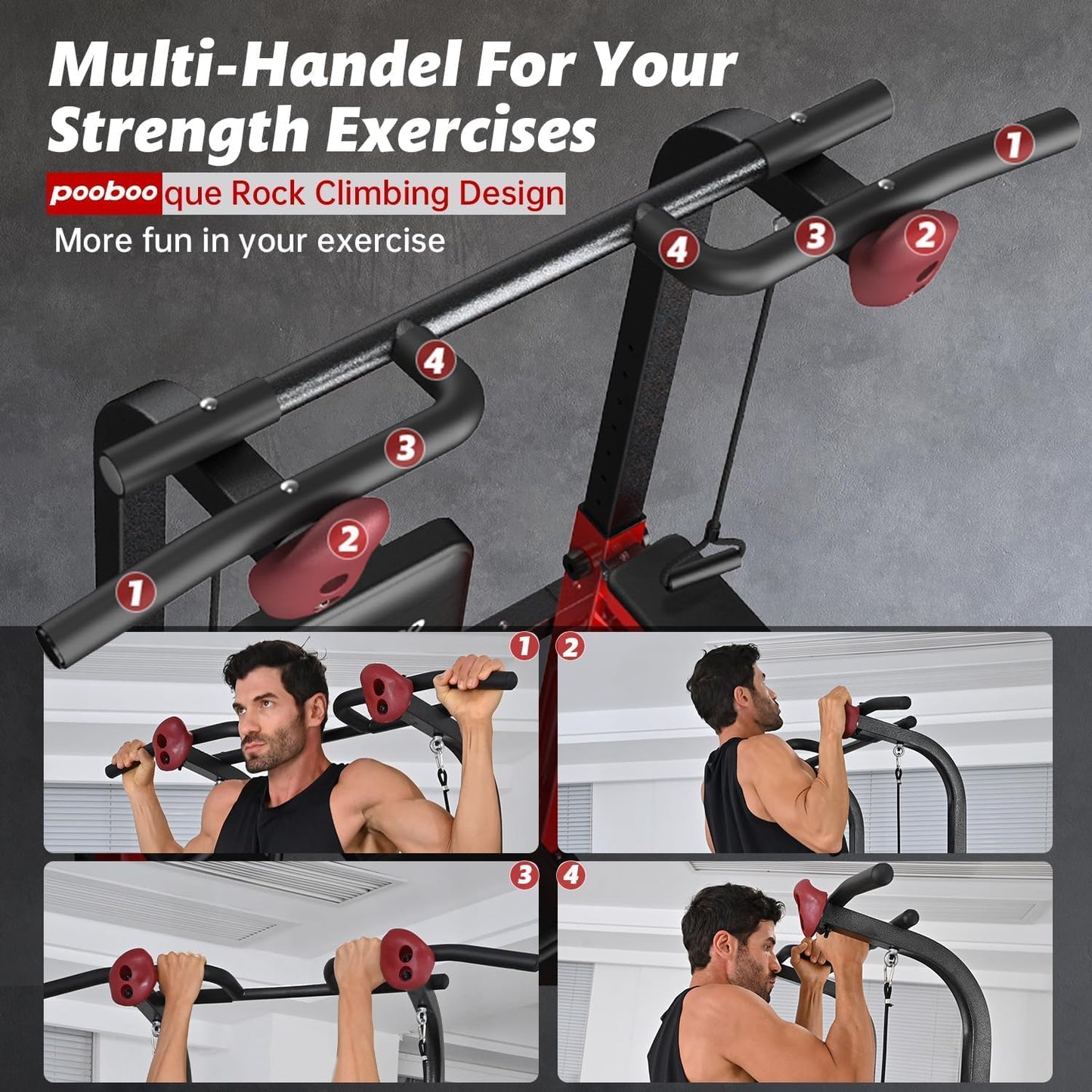 Power Tower Dip Station Pull Up Bar for Fitness Home Gym Workout,450 Pounds Multi-Function Adjustable Height Fitness Strength Training Exercise Equipment