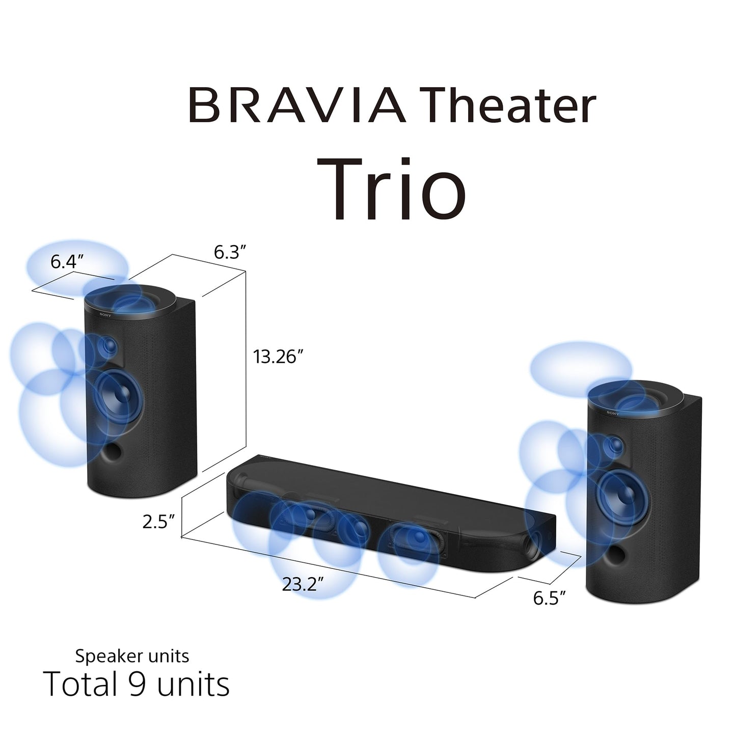 Sony BRAVIA Theater Trio, New Home Theater Three-Unit Audio System, Dolby Atmos®/DTS:X® Compatible, 360 Spatial Sound Mapping, Dual Subwoofer Capability, Bluetooth, HT-A8