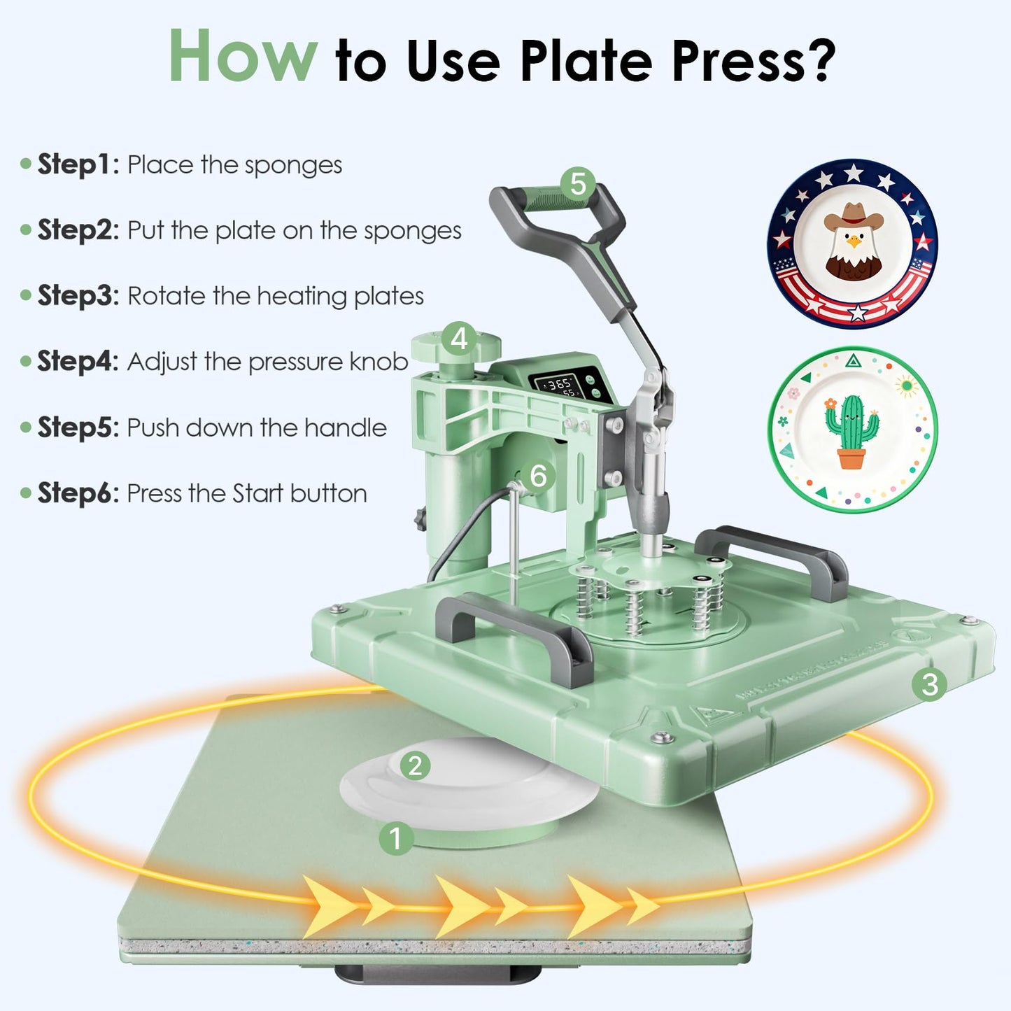 Seeutek 8 in 1 Heat Press Machine 15x15 Inch, Swing Away Digital Sublimation Heat Transfer Press with 20oz & 30oz Tumbler Attachments for T-Shirts, Mugs, Hats & Plates, Green
