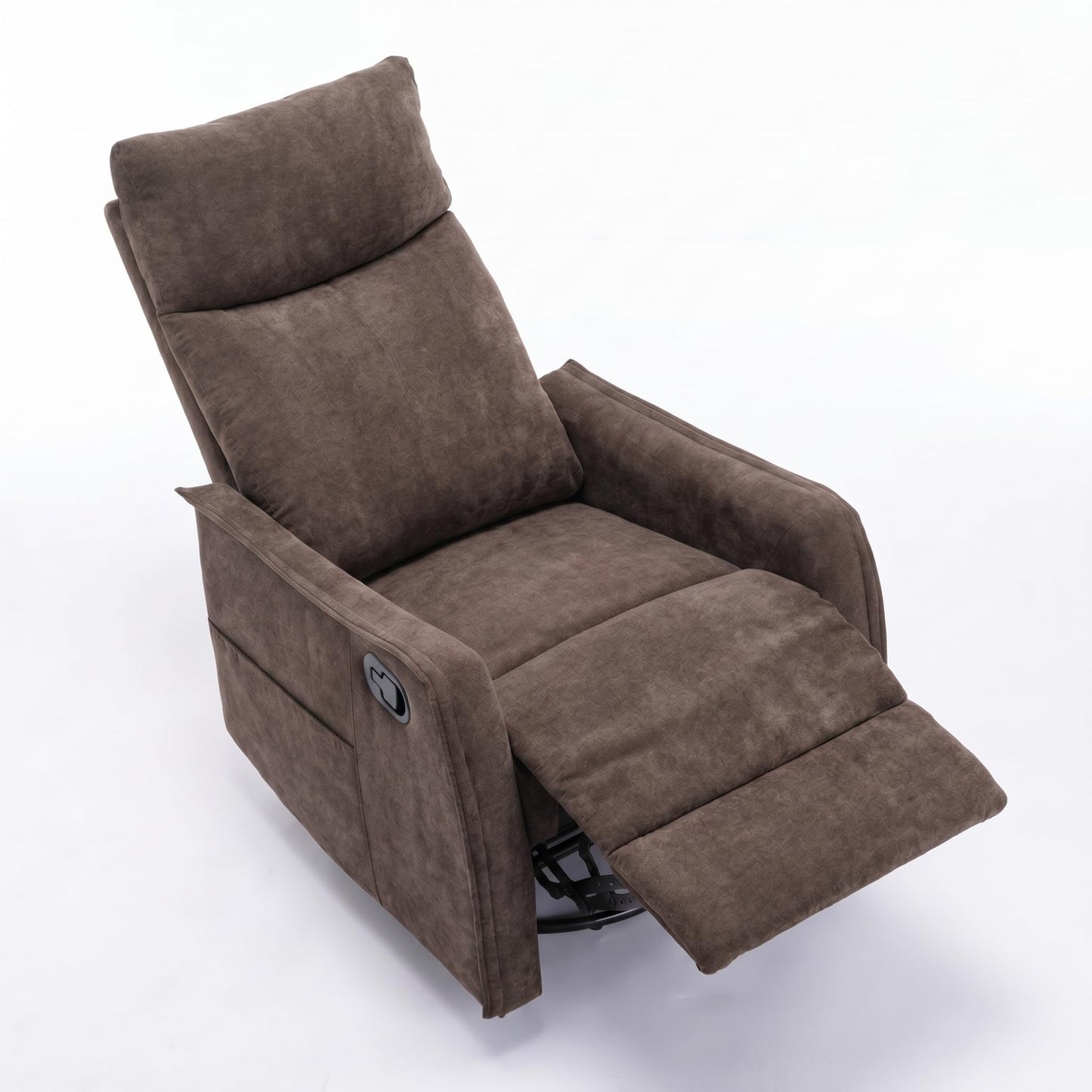 KEIKI Heat Massage Manual Recliner Chair with Rocker and Swivel, 360° Swivel 8-Point Massage Heat Classic Polyester Rocker for Living Room Family Gathering Space, Rich Traditional Brown