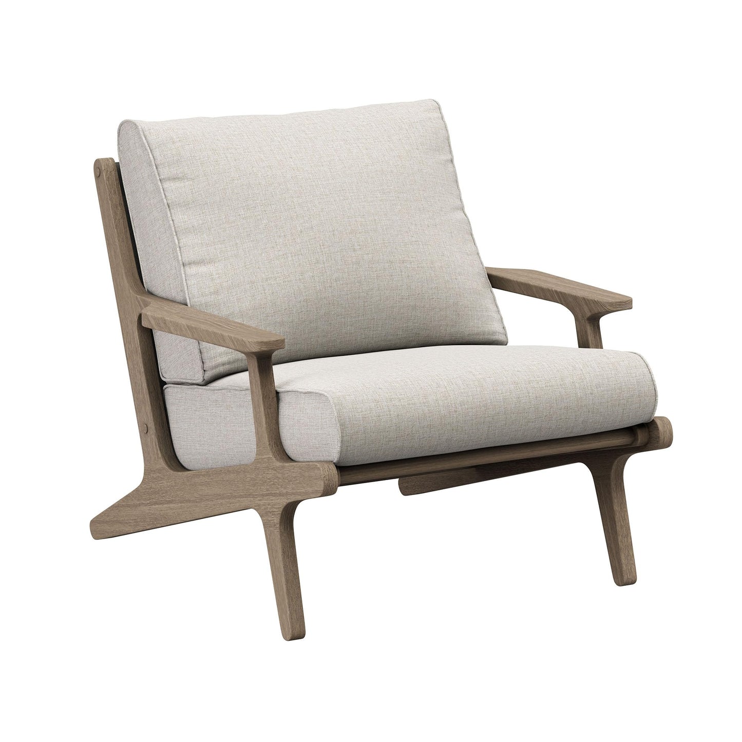 Modway Saratoga 3-Piece Teak Wood Outdoor Furniture Set in Weathered Gray Pebble - 2 Patio Lounge Chairs with Side Table