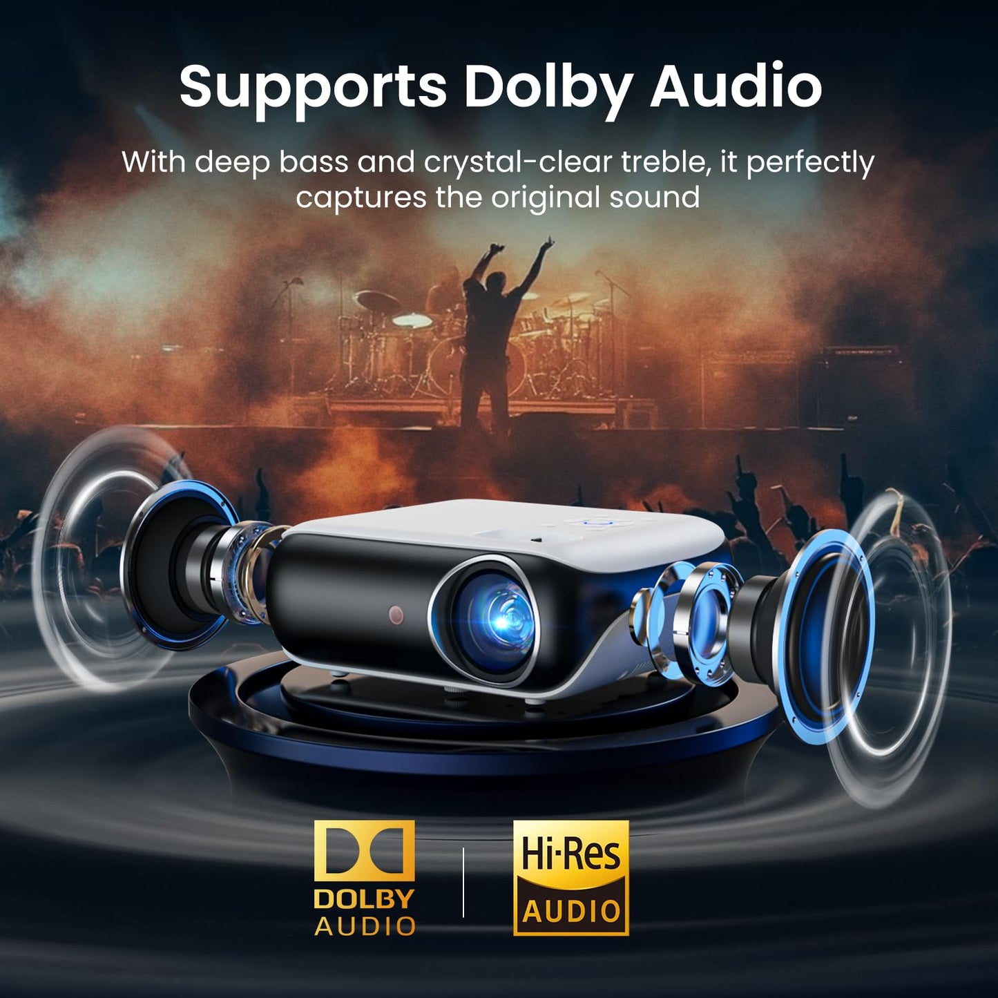 HAPPRUN Native 1080P Projector, Bluetooth Home Theater Movie Projector with Built-in Speaker, Compatible with Smartphone, HDMI, Fire Stick, PS5, Indoor & Outdoor Use -With Google TV System