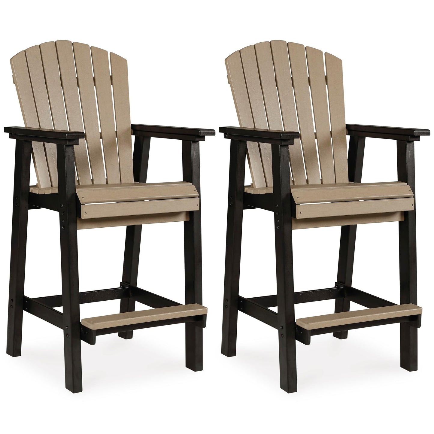 Signature Design by Ashley Fairen Trail 30" HDPE Durable Outdoor Barstool, 2 Count, Black & Brown