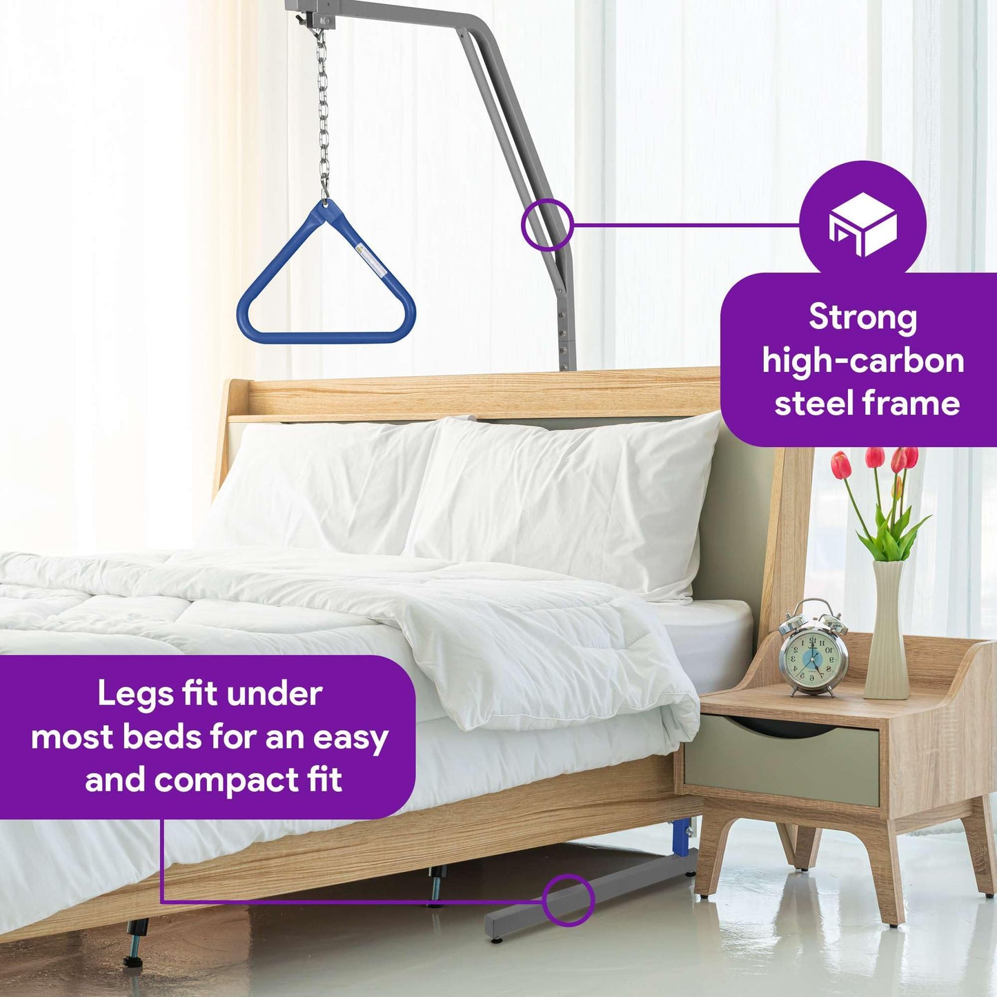 ProHeal Medical Trapeze Bar for Bed Mobility - Long Term Care Trapeze Bar Set with 350 lb. Weight Capacity - Bed Pull Up Assist for Elderly and Bedridden Patients