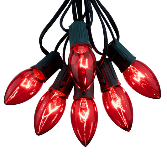 Minetom C9 Christmas String Lights Red Bulbs 25FT Green Wire Vintage Outdoor Indoor Holiday Decoration Model GYPI-O257AU