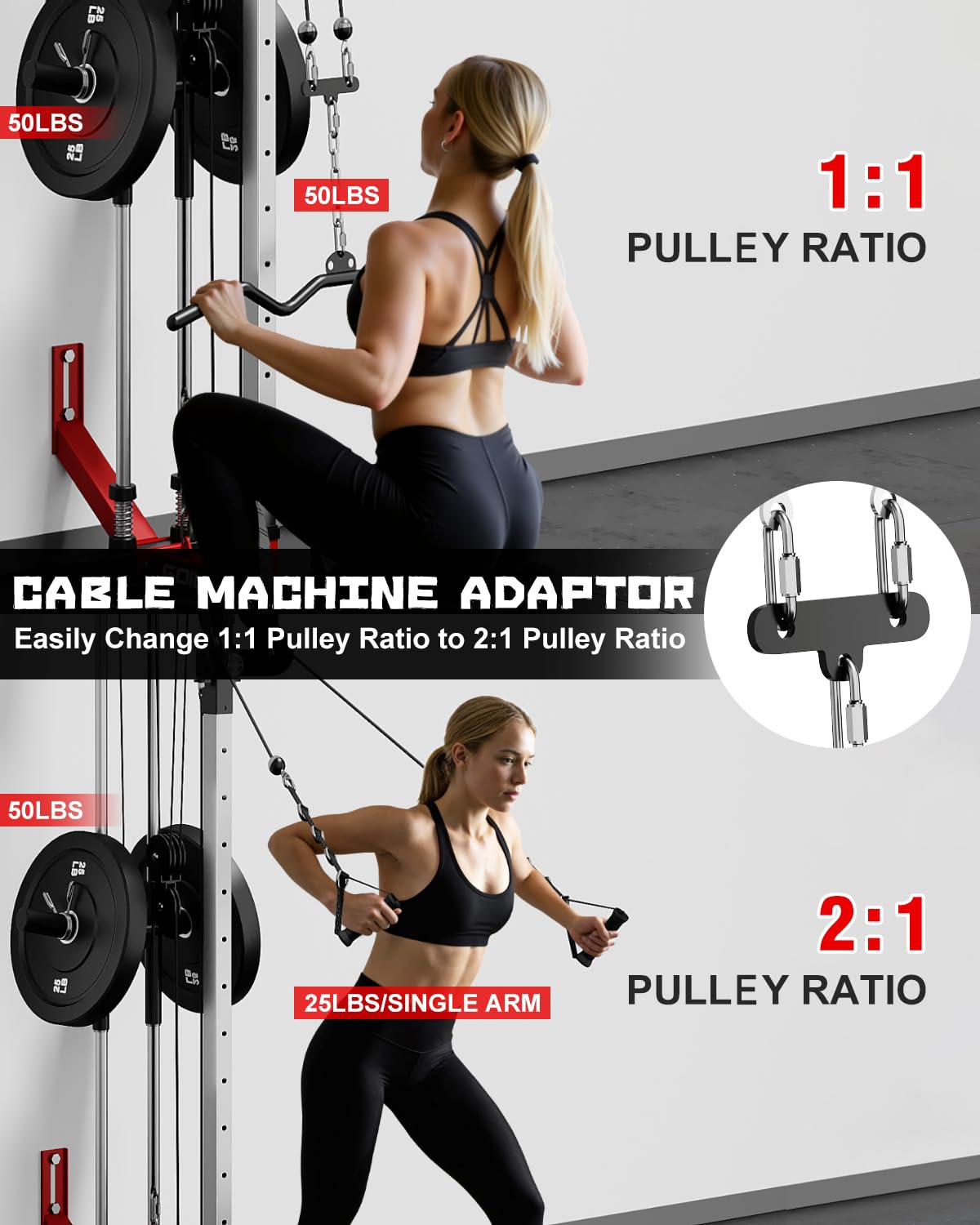 Goimu Wall Mount Cable Station, WM1 Cable Crossover Machine with 17 Positions, High and Low Cable Crossover Machine with Removable Footplate for Garage Home Gym (WM1 Cable Station RD)