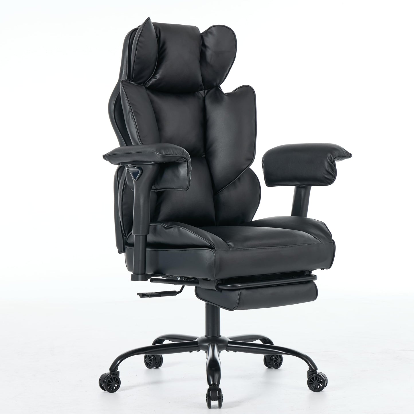 ATMILD Big and Tall Gaming Office Chair 400lbs - Heavy Duty Ergonomic Computer Desk Chair with Footrest, Adjustable Armrests, High Back PU Leather with Racing Style (Black)