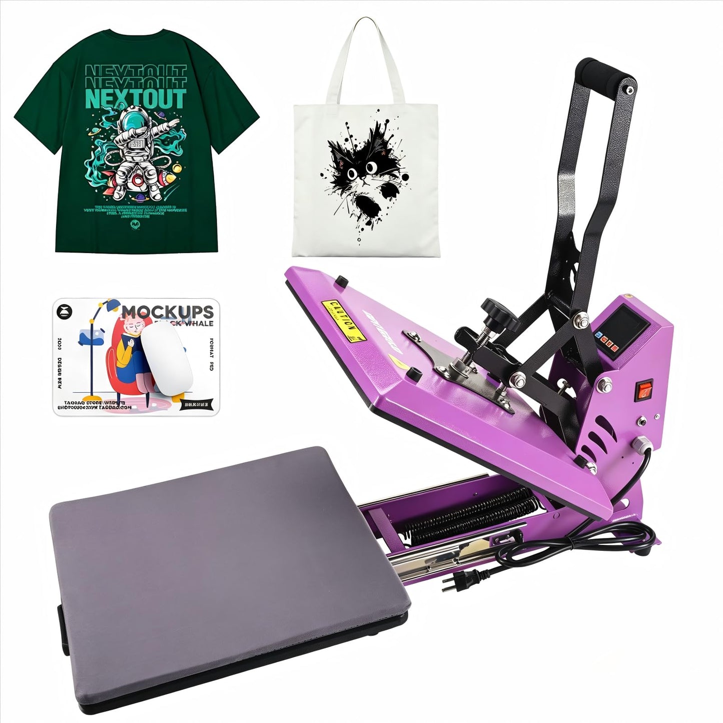 BetterSub 15x15 Inch Digital Heat Press Machine, Slide Out Industrial Quality T-Shirt Heat Transfer Machine for Vinyl/Sublimation/HTV, Professional Heat Press for Home & Business Use (Purple)