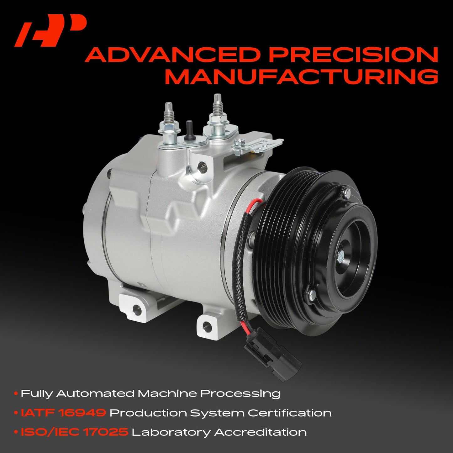 A-Premium Air Conditioner AC Compressor with Clutch Compatible with Ford F-250 F-350 F-450 F-550 Super Duty F53 F59 F650 F750, 6 Groove Pulley