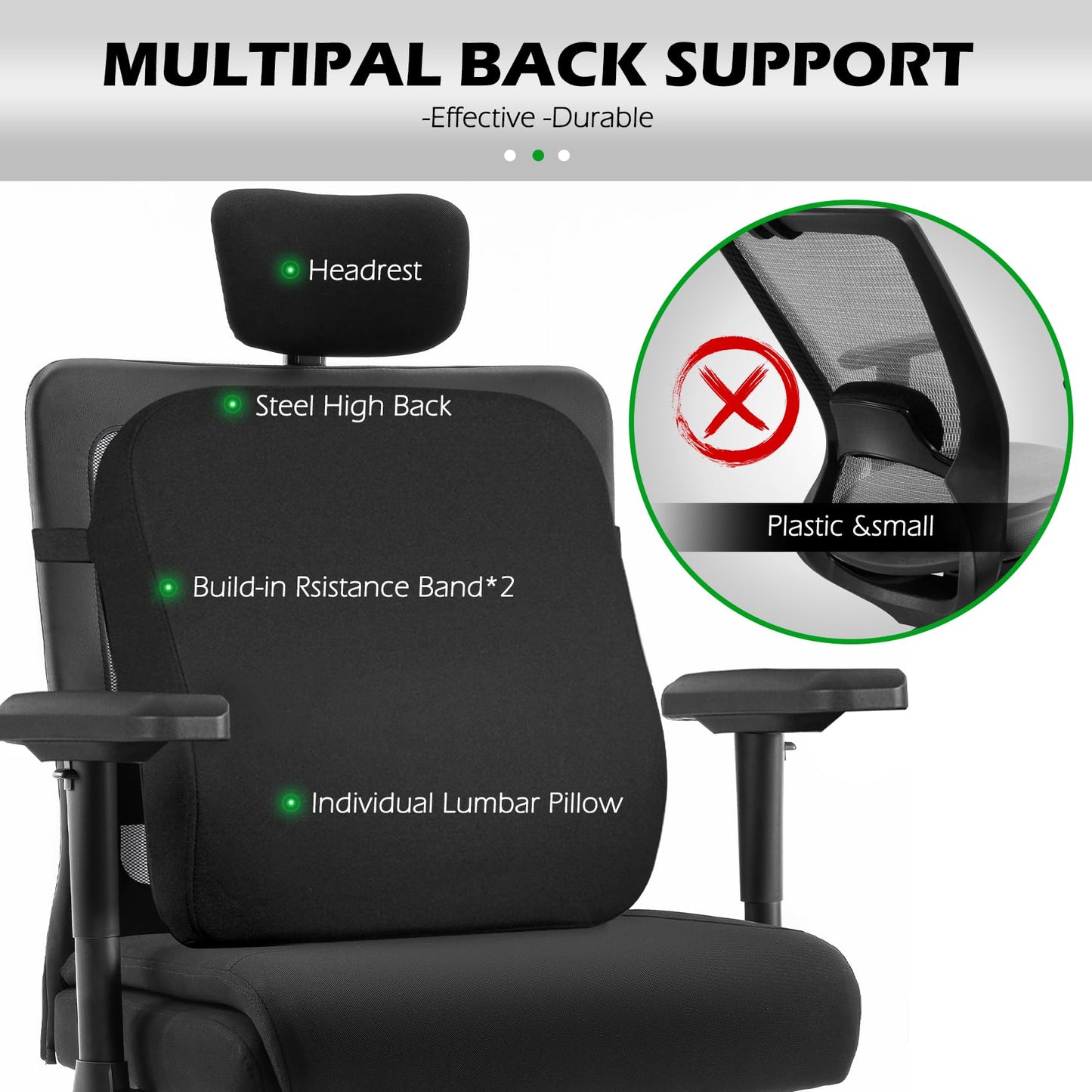 WUDOYO Extra Wide Seat Office Chair for Big and Tall 500lbs, with High Back Adjustable Headrest Lumbar Support Arms Wheels Heavy Duty (Breathable Fabric Seat)