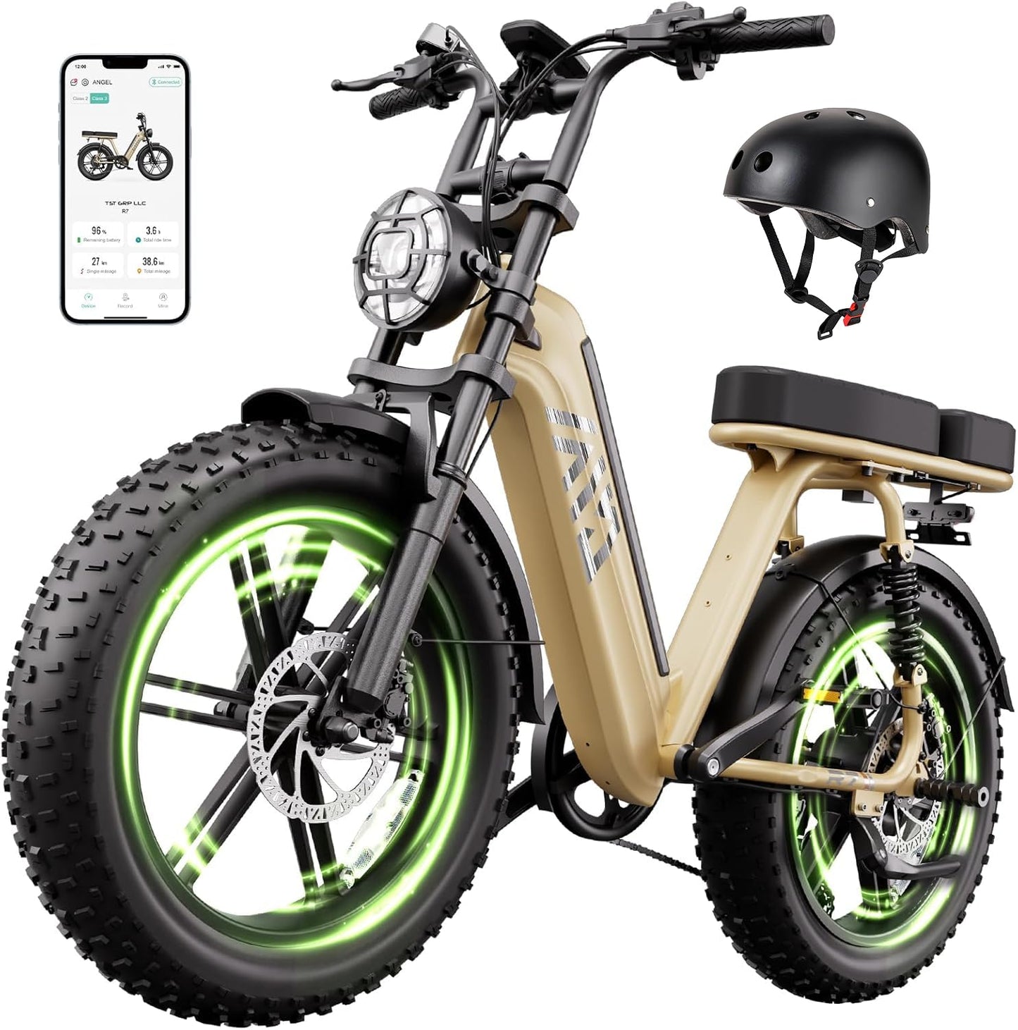 TST Electric Bike for Adults 1500W Peak 20" Fat Tire All-Terrain E-Bike 60 Miles Electric Dirt Bike for Road Sand Mountain Snow - 48V 15AH Battery Safety Tested to UL 2849 Powered