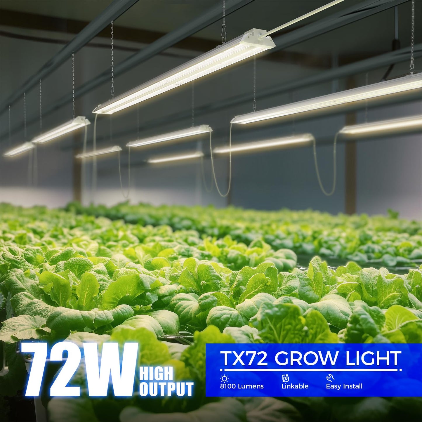 Barrina TX72 Grow Light, 72W (500W Equivalent), Full Spectrum with 660nm Red LEDs, Linkable, 4FT, Aluminium and PC, 1 Pack