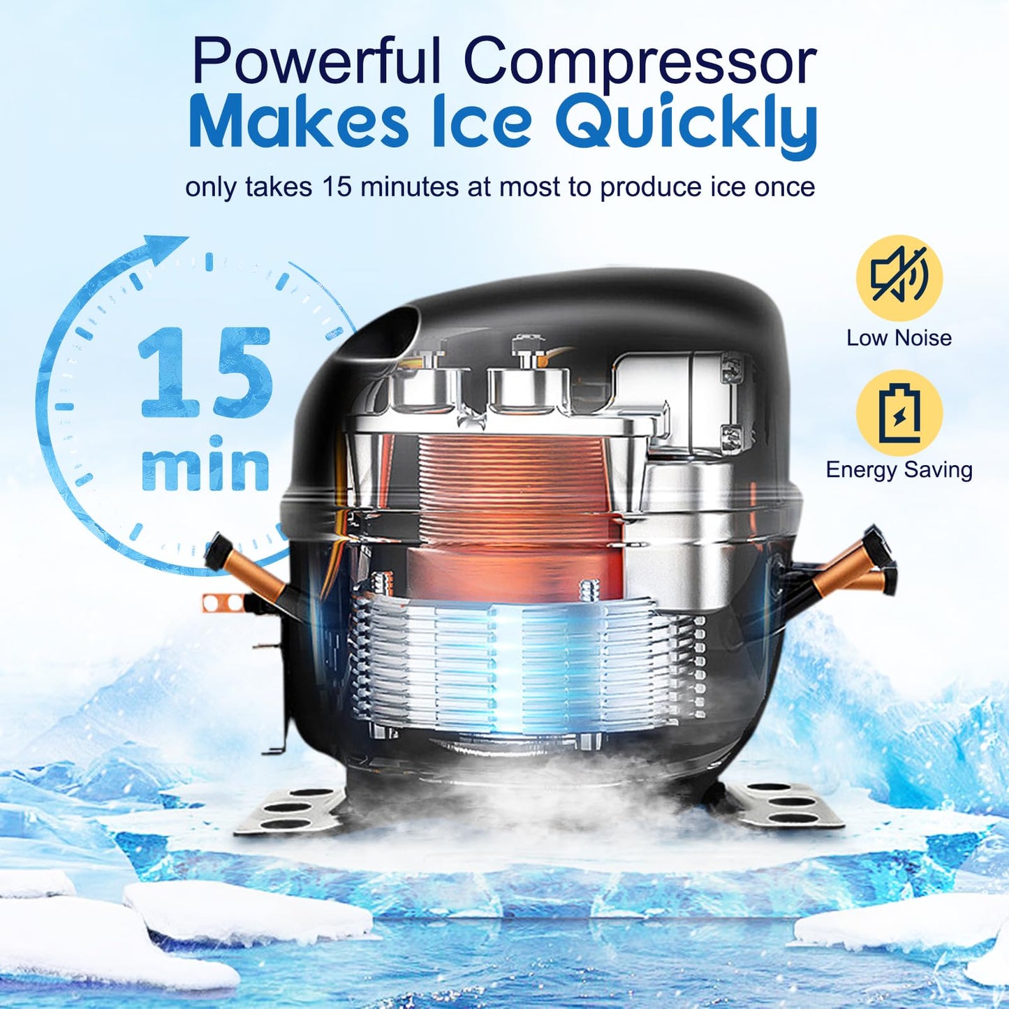 Commercial Ice Maker Machine 77LBS/24H, Stainless Steel Under Counter Ice Machine with 22LBS Ice Storage Capacity, Auto-Cleaning, 5x8 Ice Grid for Bar Restaurant Cafe Office Home, 110V 195W