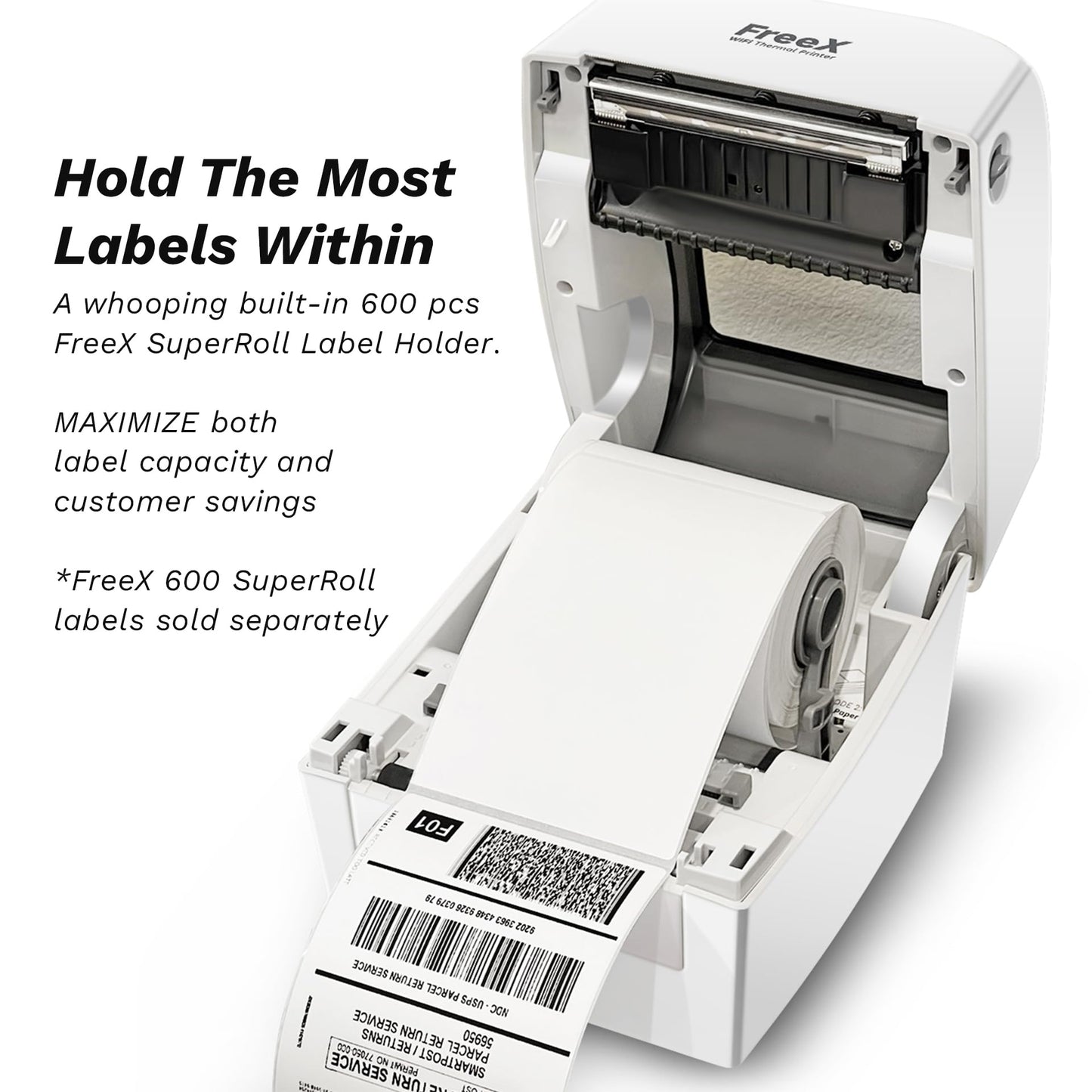 FreeX [Intro Price] WiFiMAX Thermal Printer | Wireless Wi-Fi AirPrint 4x6 Shipping Labels Printer | Compatible with iPhone iOS, MacOS, Android, Windows and Zebra, Brother, Dymo, Rollo, Munbyn Labels