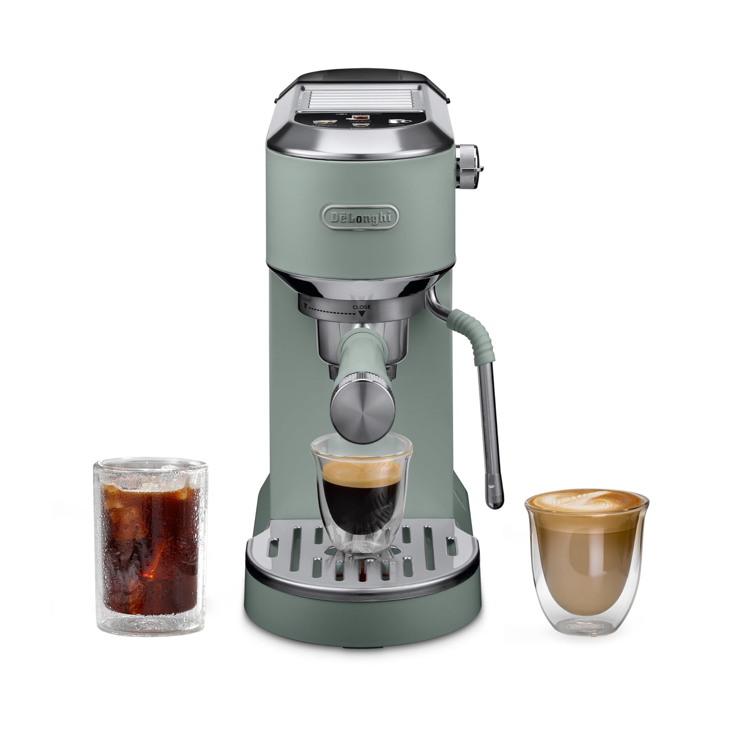 De'Longhi Dedica Duo Compact Espresso Machine - Cold Brew Coffee Maker with Milk Frother Wand- for Espresso, Hot & Iced Coffee, Cappuccinos, Lattes & Home Barista Brewing, Pistachio Green