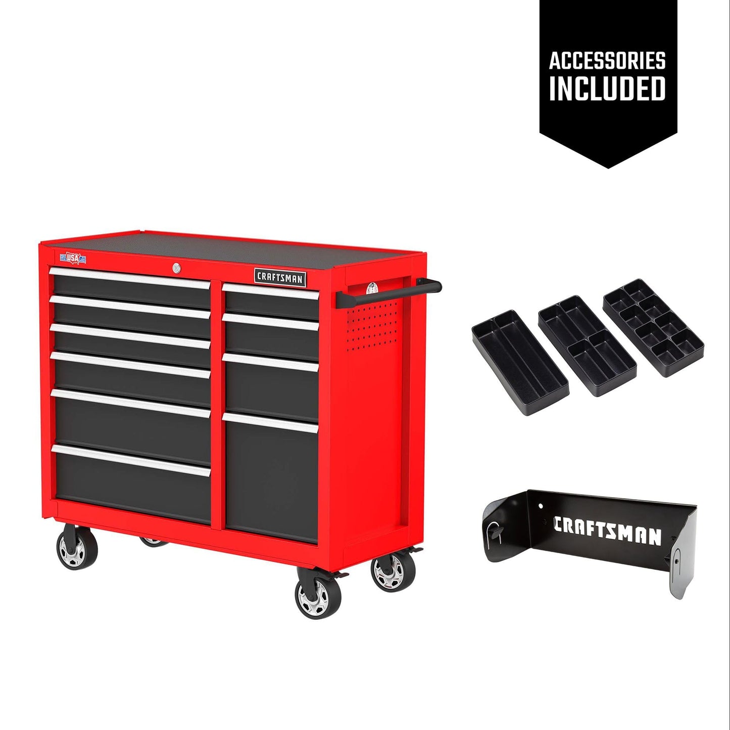 CRAFTSMAN 41" Rolling Tool Chest, 10-Drawer Steel Tool Cabinet with Drawer Trays and Paper Towel Holder (CMST341102RB)