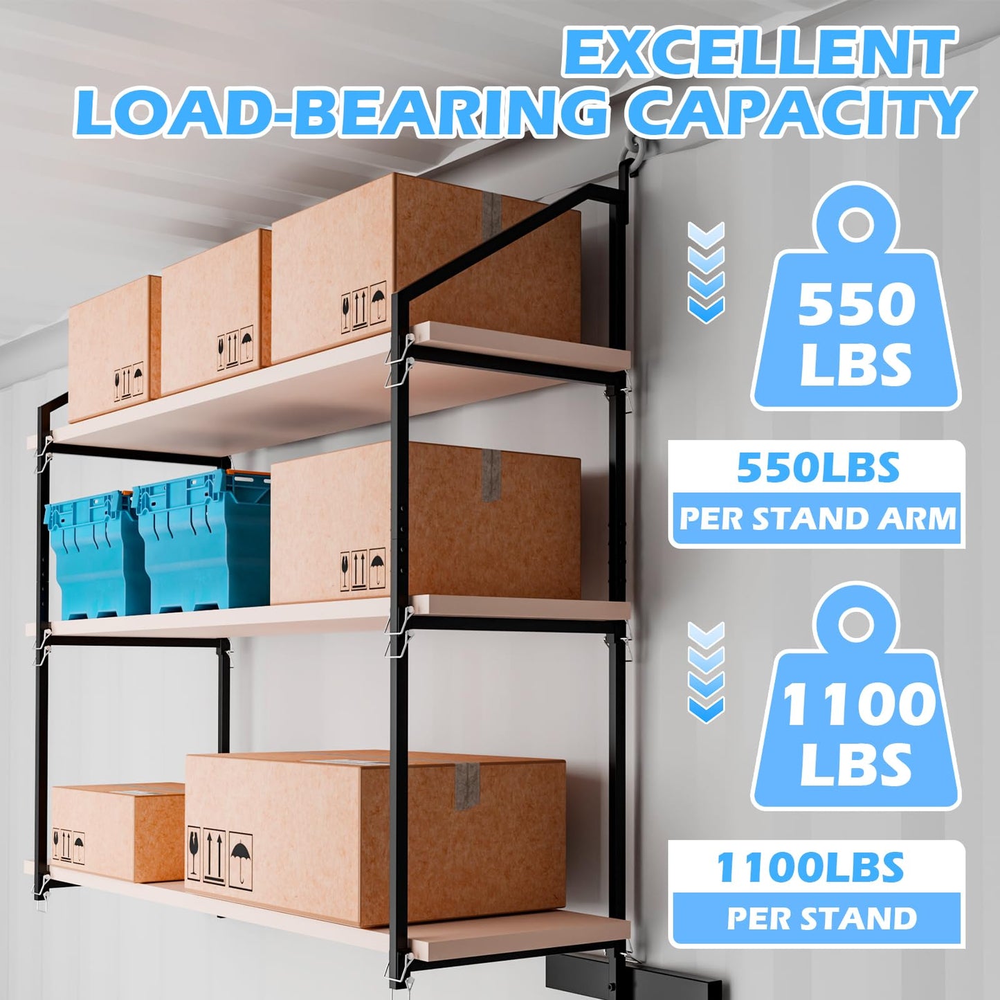 ZUIWAN Heavy Duty Shipping Container Shelving Bracket Kit (4-Pack) - 3-Tier Hanging Shelving Rack (19" D x 62" H), Universal Cargo Container Brackets
