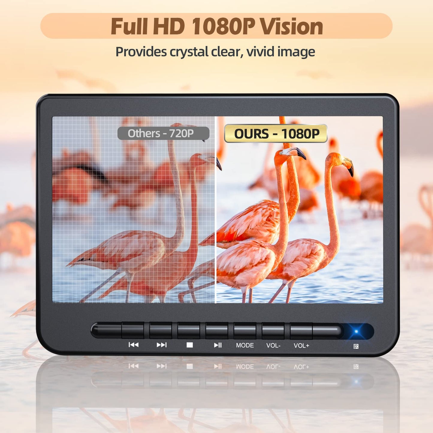 DESOBRY 10" Dual Portable DVD Player for Car, Car DVD Player Dual Screen with 1080P HD Screen, Headrest Travel System with HDMI Input, AV Out with Mount Brackets and Straps