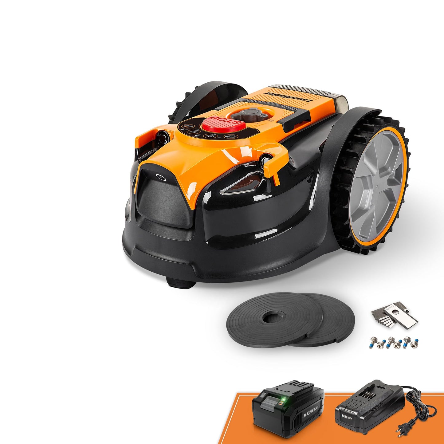 LawnMaster OcuMow™ VBRM601YCM MAX Perimeter Wire Free Robot Lawn Mower Cuts Small Lawns 2000-3500 Square Feet with Optical Navigation, Obstacle Avoidance, Low Noise and No Go Function