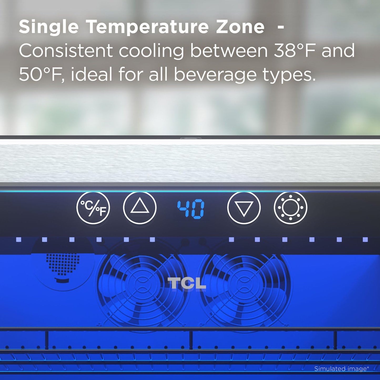 TCL 161 Can 24 In Beverage Cooler, Freestanding Mini Fridge with Glass Doors, Removable Shelves, Digital Controls & LED Lighting for Water, Soda, Energy Drinks