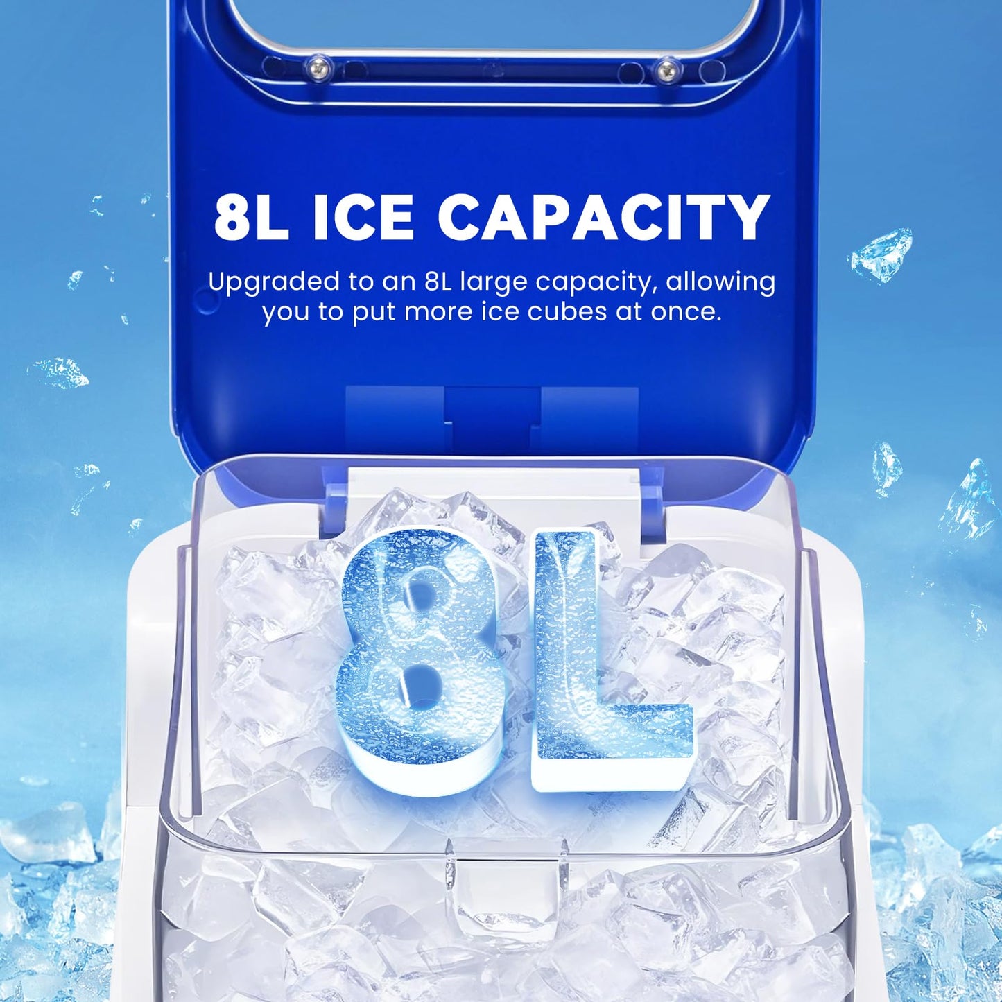 NEWTRY 8.45QT Commercial Ice Cube Crusher Machine Electric Ice Shaver with Aluminum Alloy Blade Automatic Snow Cone Maker Thickness Adjustable 250w 110v Large Capacity 400lb/h for Commercial Home Use