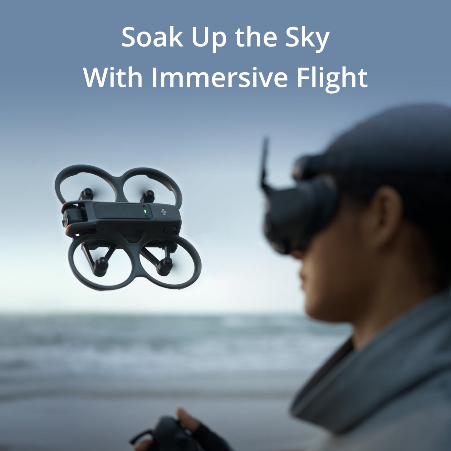 DJI Avata 2 Fly Smart Combo (Single Battery), FPV Drone with Camera 4K, Immersive Experience, One-Push Acrobatics, Built-in Propeller Guard, 155° FOV, Camera Drone with Goggles N3 and RC Motion 3
