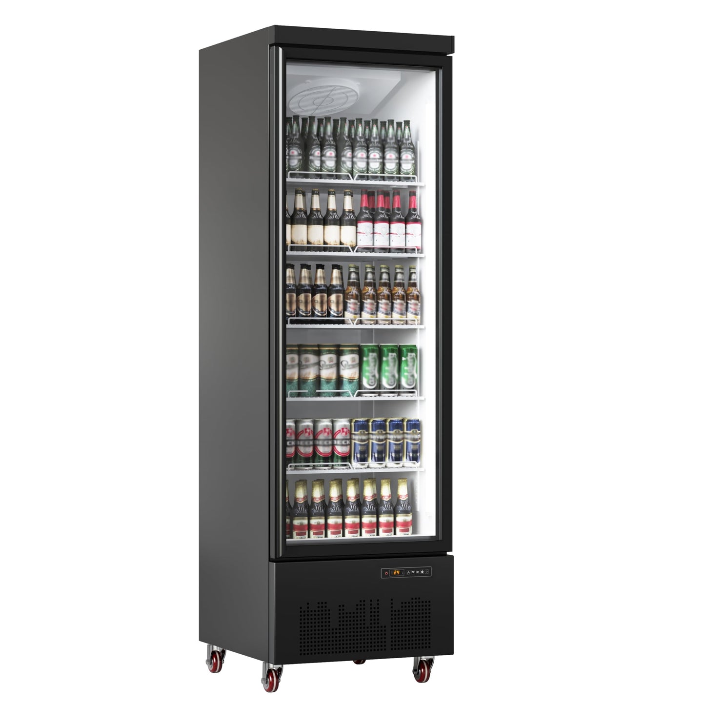 Commercial Merchandiser Refrigerator 17.7 Cu.ft Beverage Cooler, Glass Door Display Fridge with 5 Adjustable Shelves, Large Capacity Bar Fridge for Restaurant, Store, Upright Freezer for Home, Black