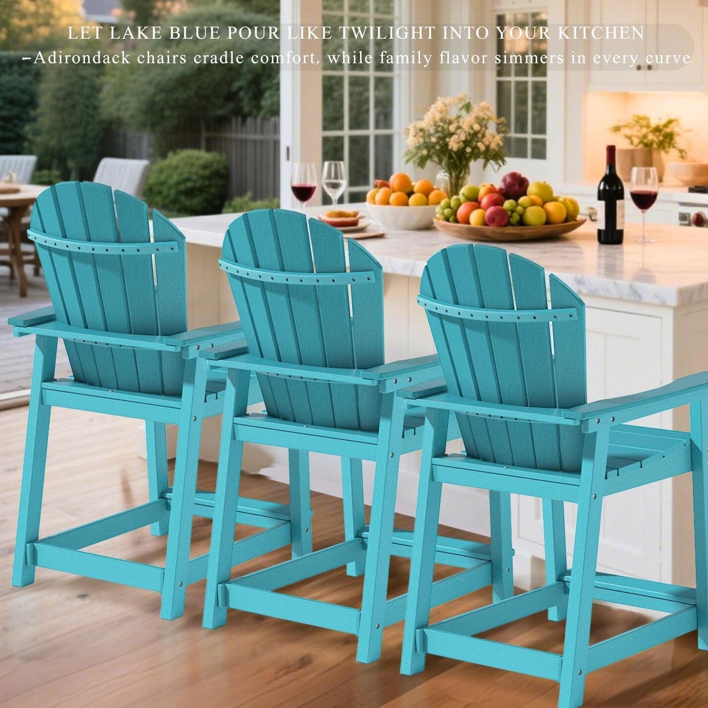 OTSUN Tall Modern Adirondack Chairs Set of 4, All Weather HDPE Bar Height Adirondack Stools Widened Durable Design for Porch Patio Yard Lawn Fire Pit Bistro Basement Indoors & Outdoors