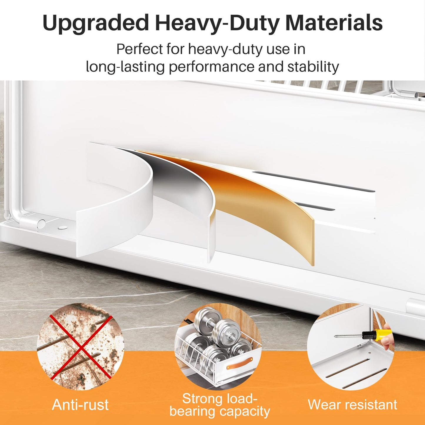 4Pack Pull out Cabinet Organizer,Heavy Duty Slide out Pantry Shelves Drawer Storage with Adhesive Nano Film,Sliding Mesh Basket with Handle for Kitchen, Bathroom, Home, 11.8W" X 15.7"D X 6.2"H,White