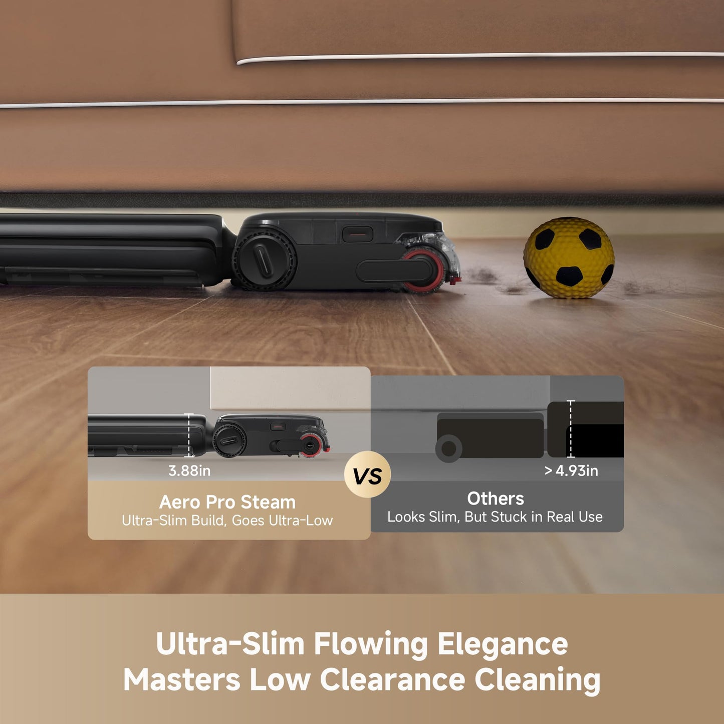 DREAME Aero Pro Steam Wet Dry Vacuum Mop, 392℉ Steam Cleaning, 28kPa Suction, 3.88in Ultra-Slim Vacuum Mop Combo, 0 Hair Tangle for Pet Owner, Heated Brush Wash, Hot Air Drying, Up to 70min Runtime