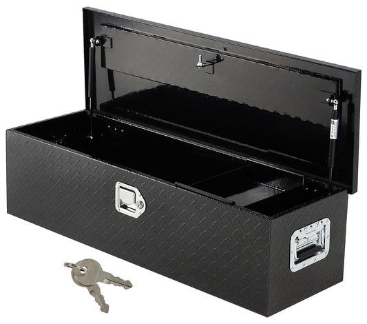 GarveeTech 48 in Aluminum Truck Tool Box, Truck Bed Storage Box with Security Lock and Wider Handles, Heavy Duty Waterproof Tool Boxes Organizer Chest for Pick Up Truck Rv Trailer,Black