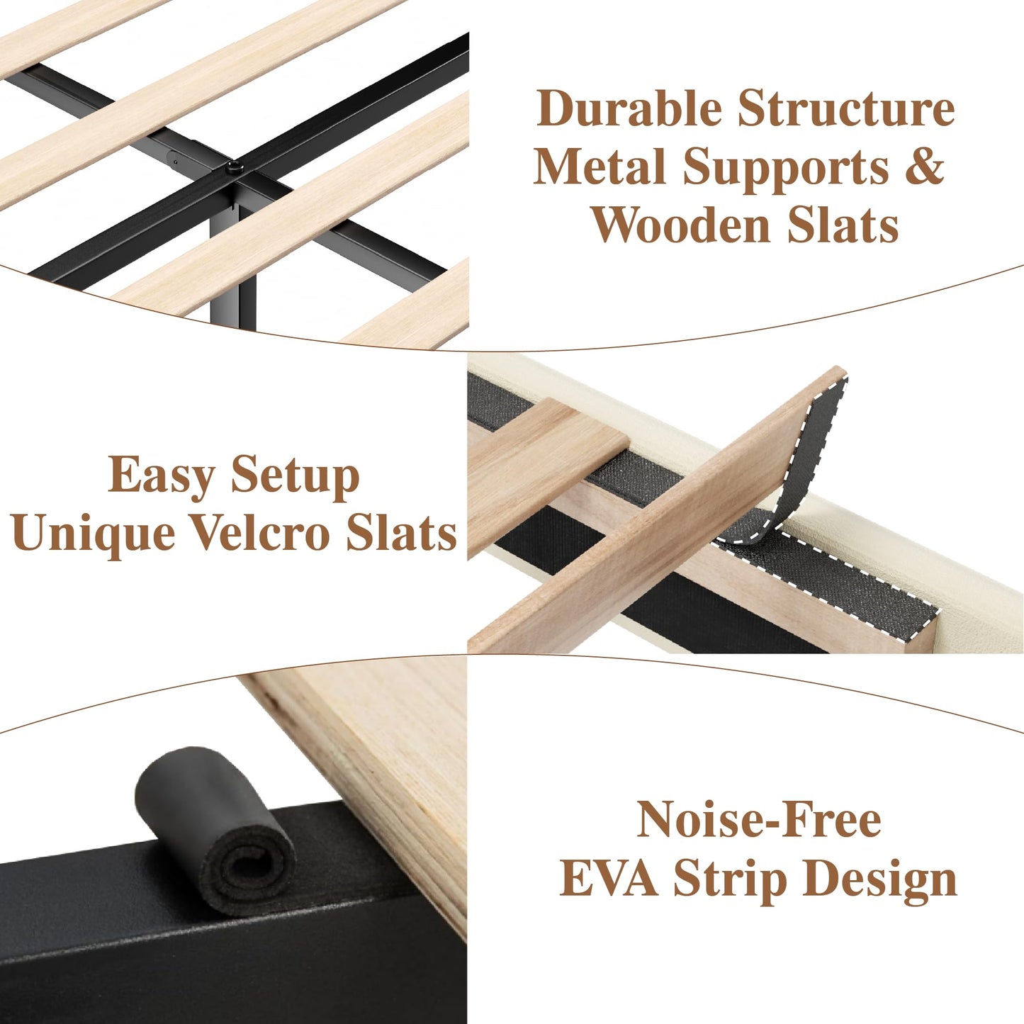 wirpexhowak Queen Size Platform Bed Frame with Headboard, Velvet Grounded Bed with Wood Slats, Heavy Duty Mattress Foundation, Box Spring Option, Noise-Free, Easy Assembly, Beige