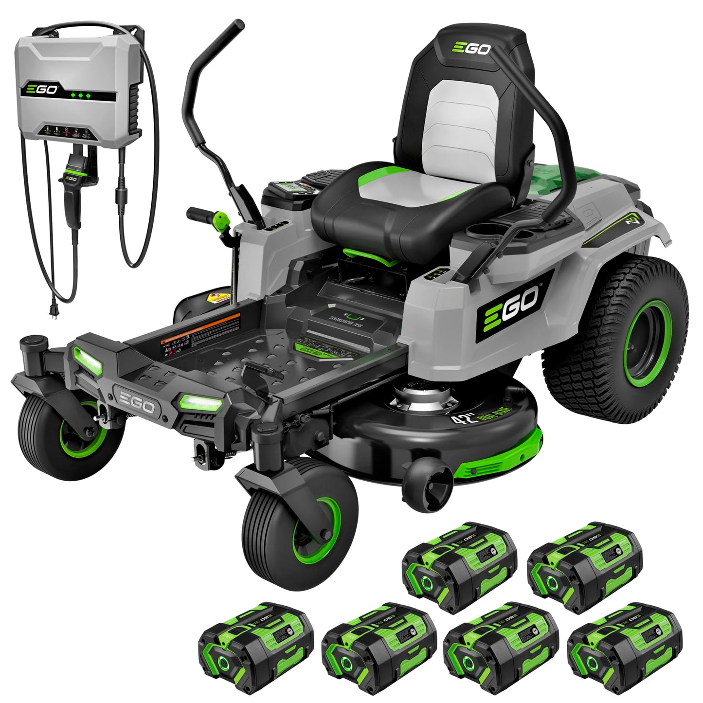 EGO POWER+ Z6 Zero Turn Riding Lawn Mower, 42" Deck, Includes (6) 56V 6.0Ah Batteries and 880W Charger - ZT4214L
