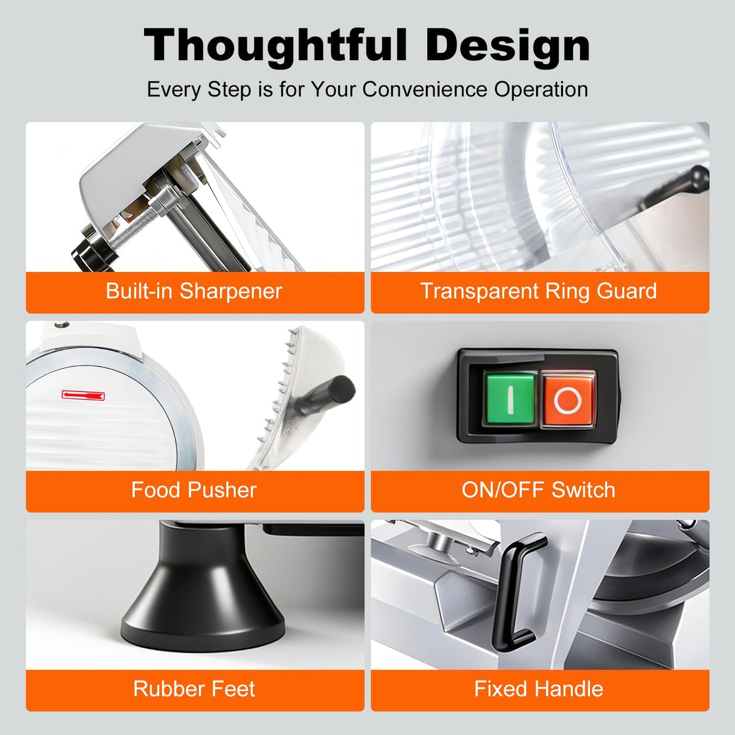 CHEF KEY Commercial Meat Slicer, 10 inch Electric Food Slicer, 240W Frozen Meat Deli Slicer, Premium Chromium-plated Steel Blade Semi-Auto Meat Slicer For Commercial and Home use