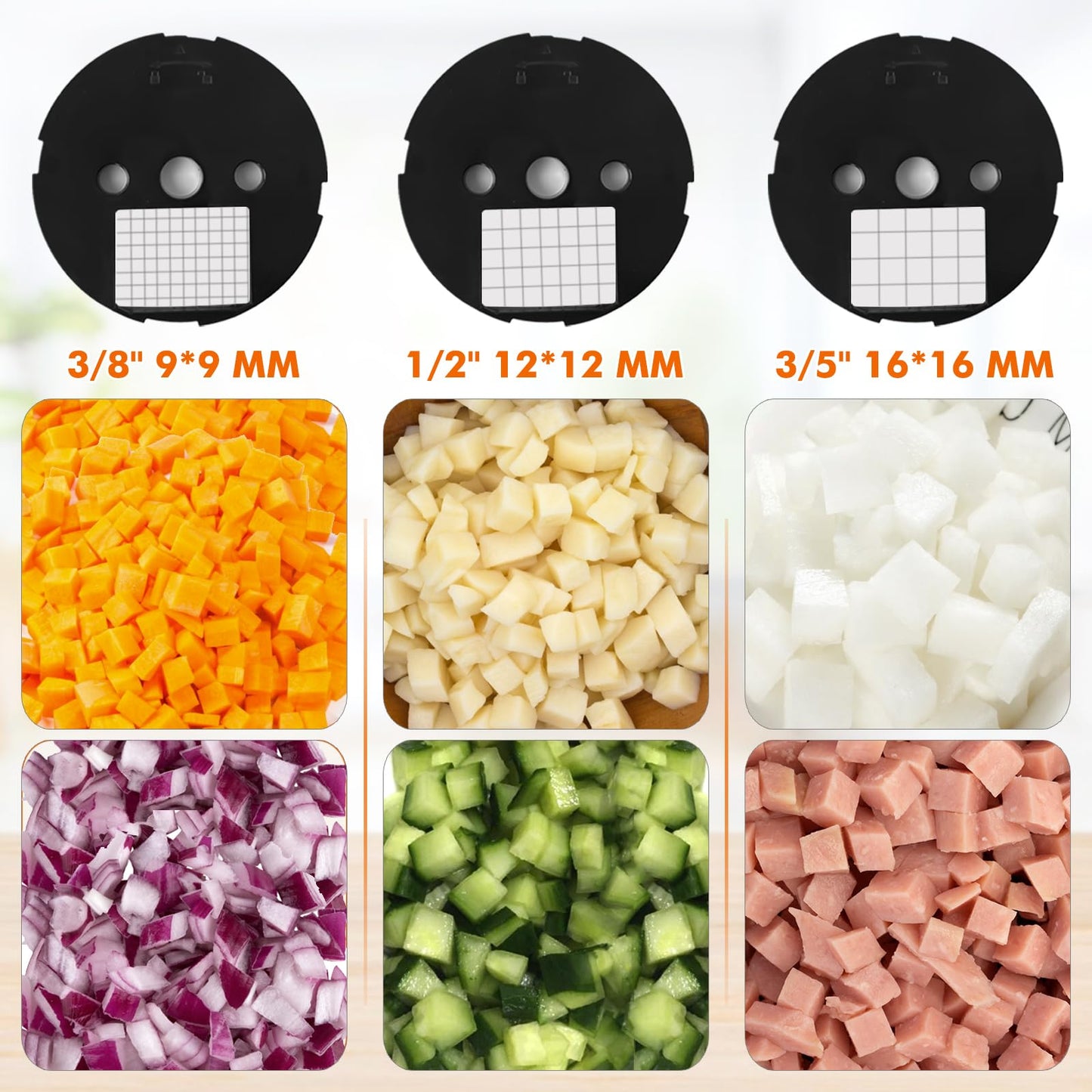Anatole Electric Vegetable Dicer Commercial Food Processor Heavy Duty Veggie Fruits Chopper with 3 Stainless Steel Blades for Carrot Potato Onion 100W 110V