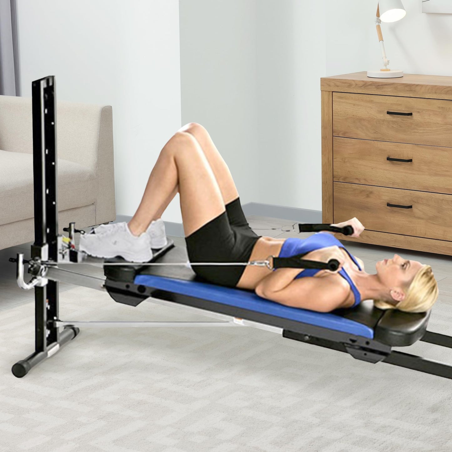Total Gym XLS Men/Women Universal Full Body Training Home Gym Machine, 80 Unique Exercises, w/ Squat Stand, Leg Pull, 2 Ankle Cuffs & Exercise Chart