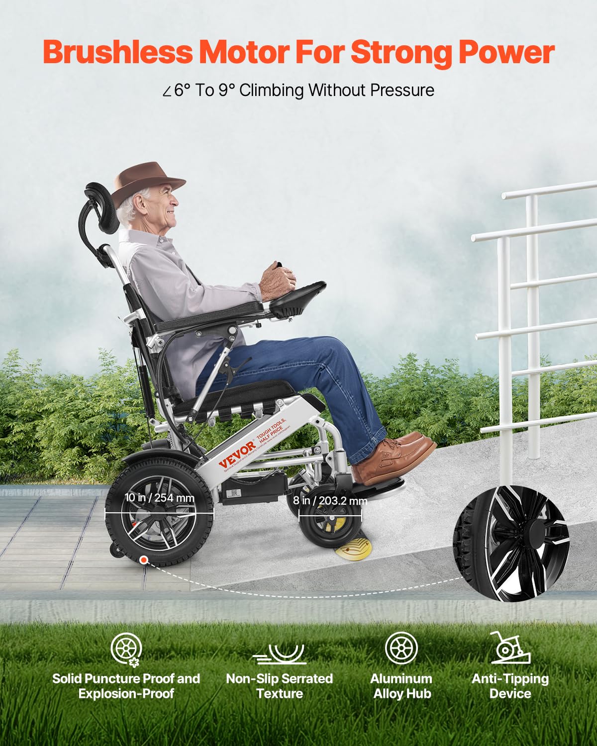 VEVOR Electric Wheelchair for Adults, 300 lbs & Adjustable Backrest, Foldable Lightweight Power Chair with 21" Seat, 13-Mile All-Terrain Range for Senior Portable Mobility